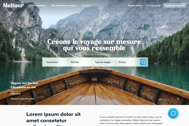 Image de la zone hero du site web Meltour, une agence de voyage